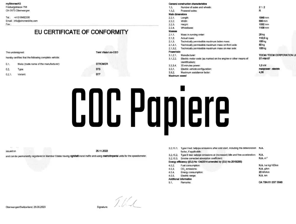 fahrrad de rücksendelabel COC Papiere